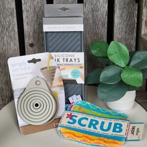 Sophisti-Clean Sink Trays, Skoy Scrub Pads, Collapsible Funnels